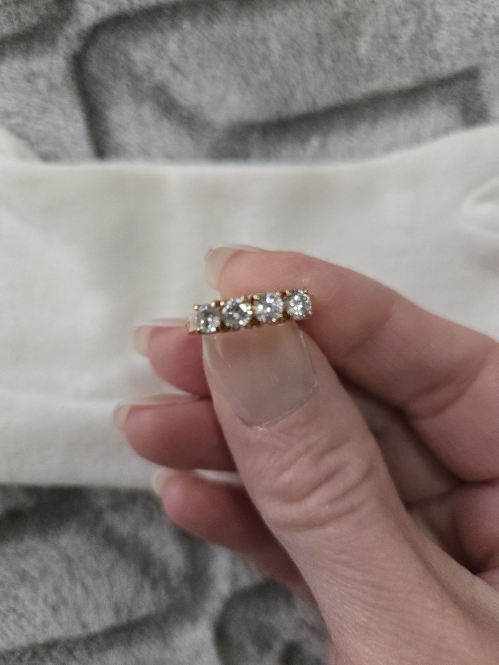 Classic Vintage Gold Four-Stone Ring Size 5 3/4 - Picture 5 of 11